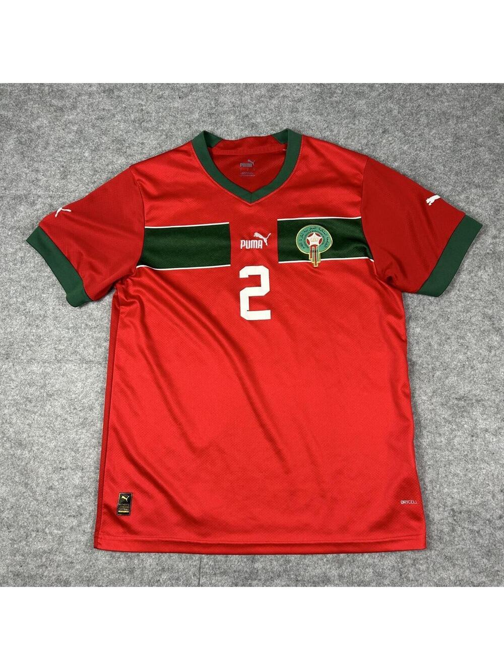 Puma Morocco 2022 World Cup Home Jersey - Hakimi #2 - Men's Large Soccer Kit